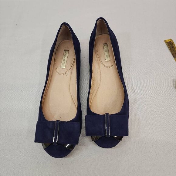 Louise et Cie Womens Size 8 M Round Toe Bow Embellished Pump Heels Blue Suede Le - Picture 7 of 11